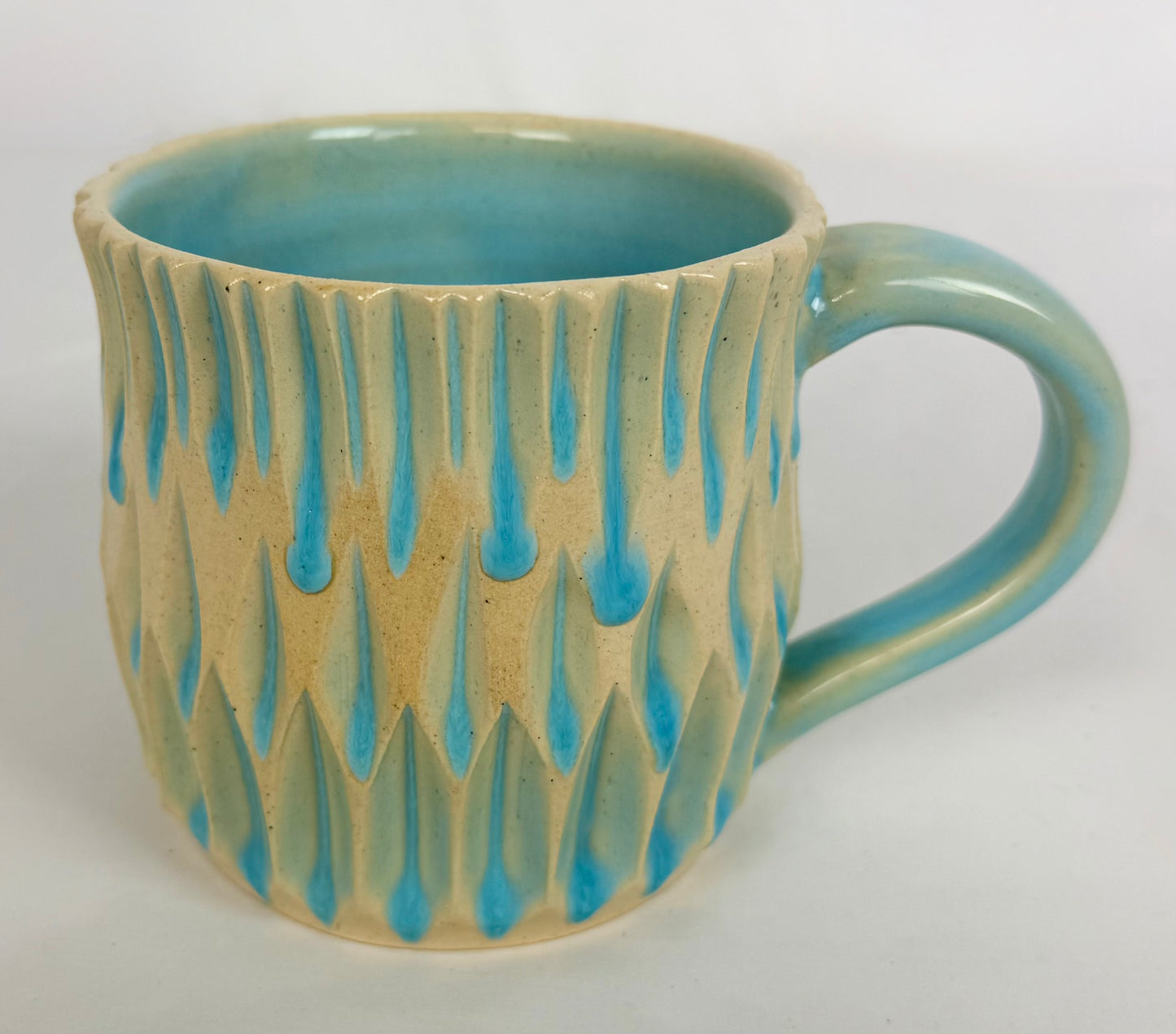 Mug Carved Carved Light Blue Drip