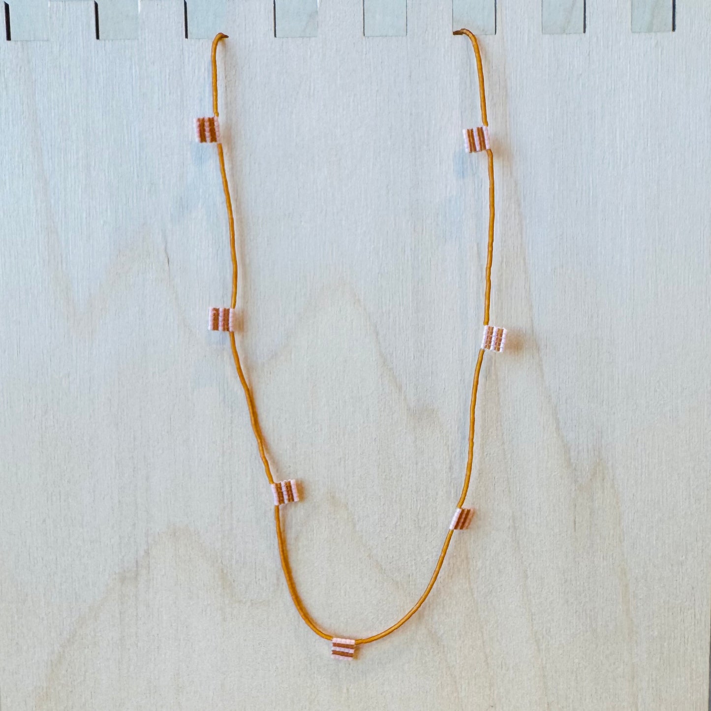 Caramel and Peach Beaded Necklace