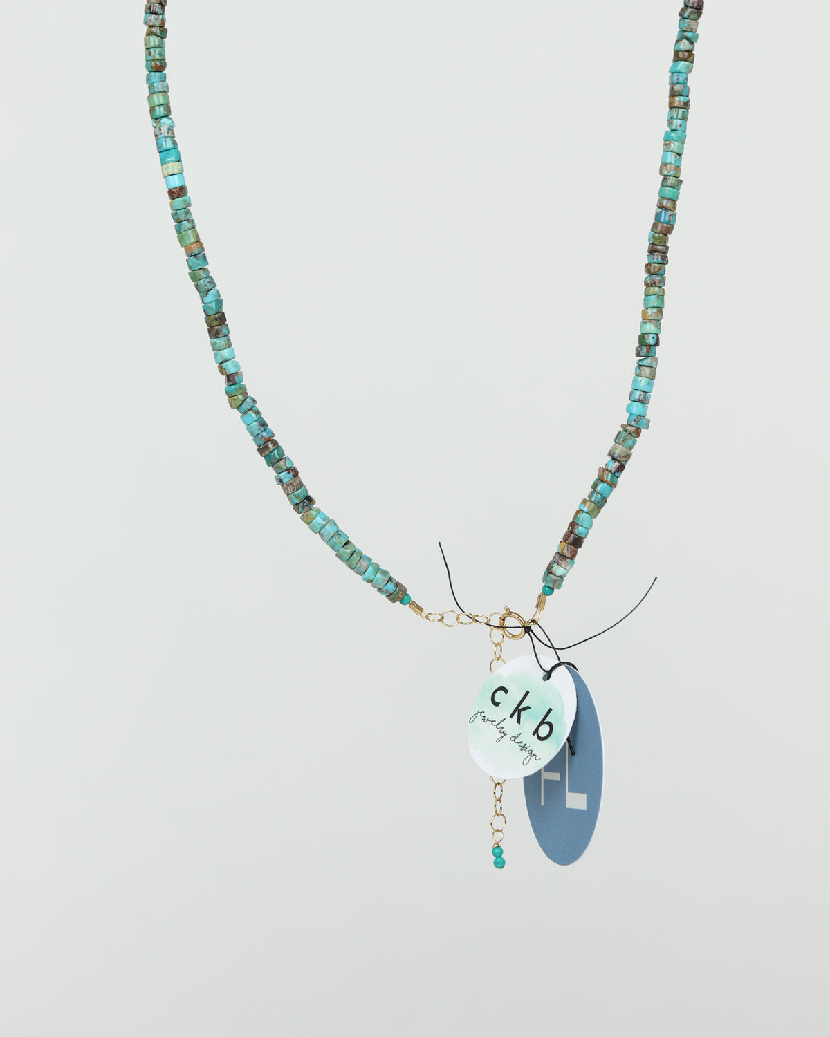 Turquoise & Brass Bead Necklace