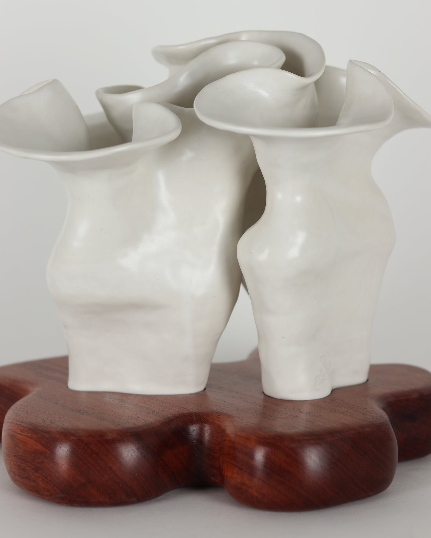 Flow Vases on Bubinga Wood Base-3 Pieces