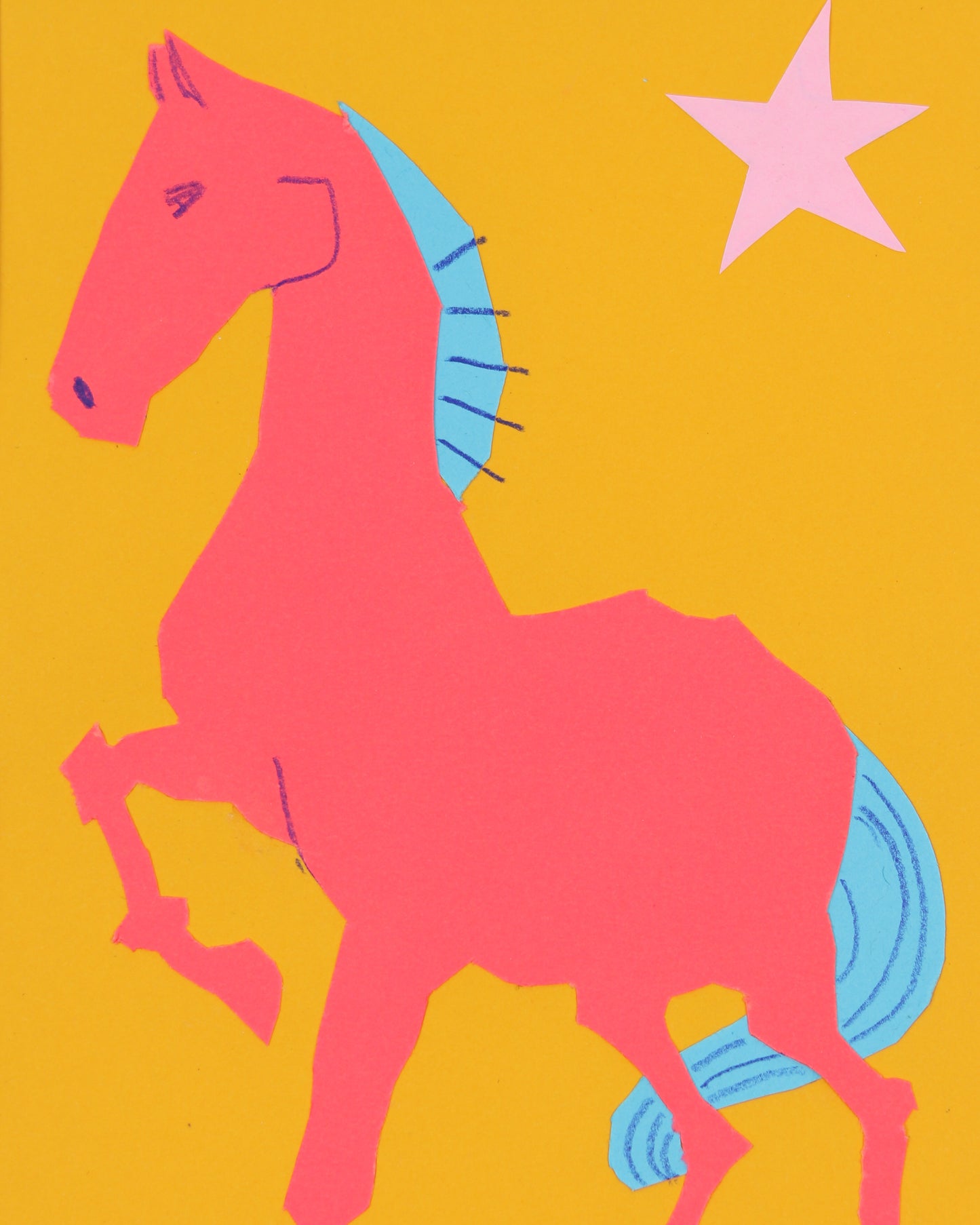 Red Horse Paper Collage