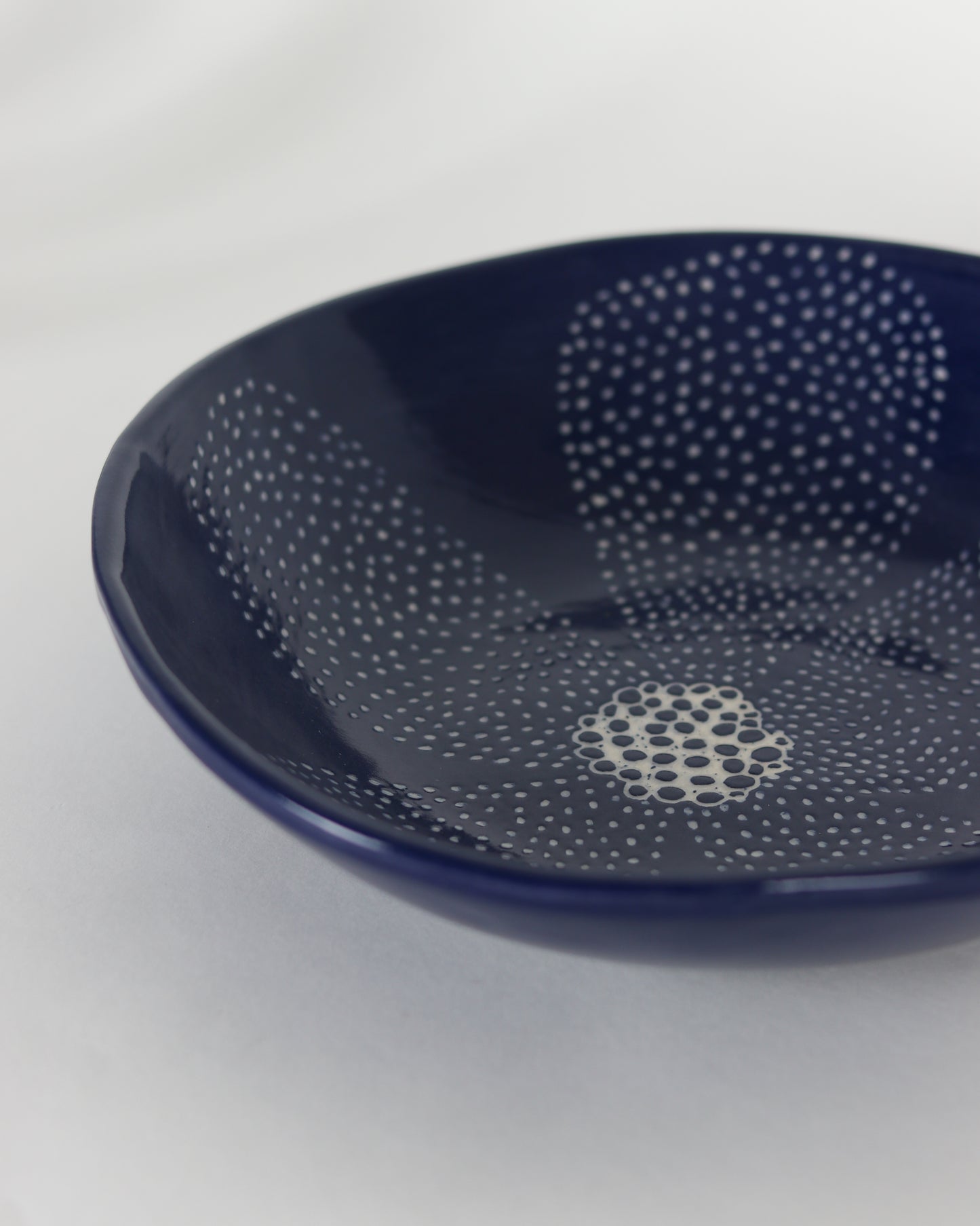 Large Blue Bowl with Flower