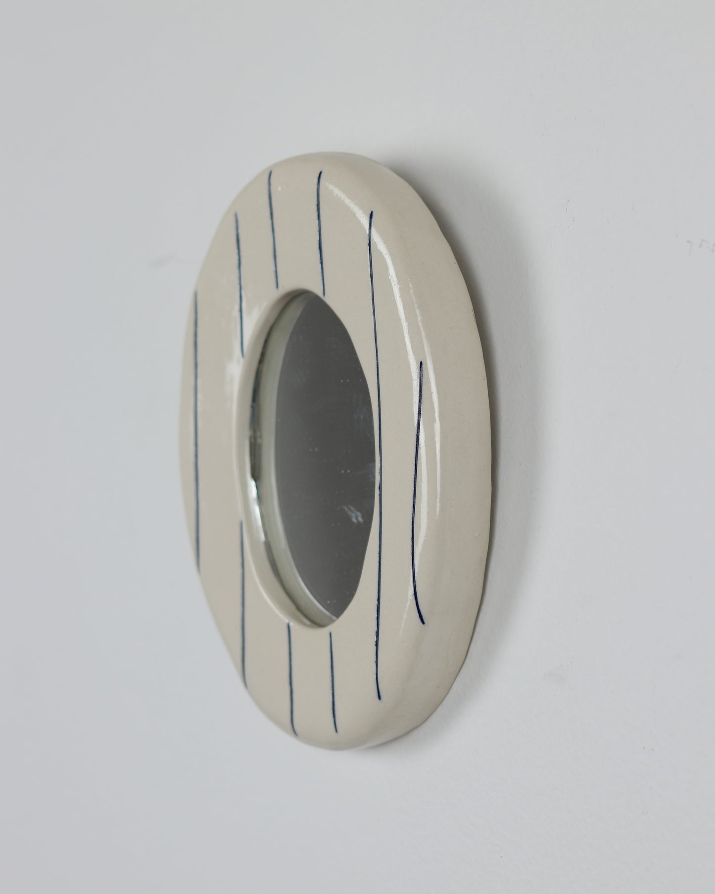 Blue Striped Ceramic Mirror