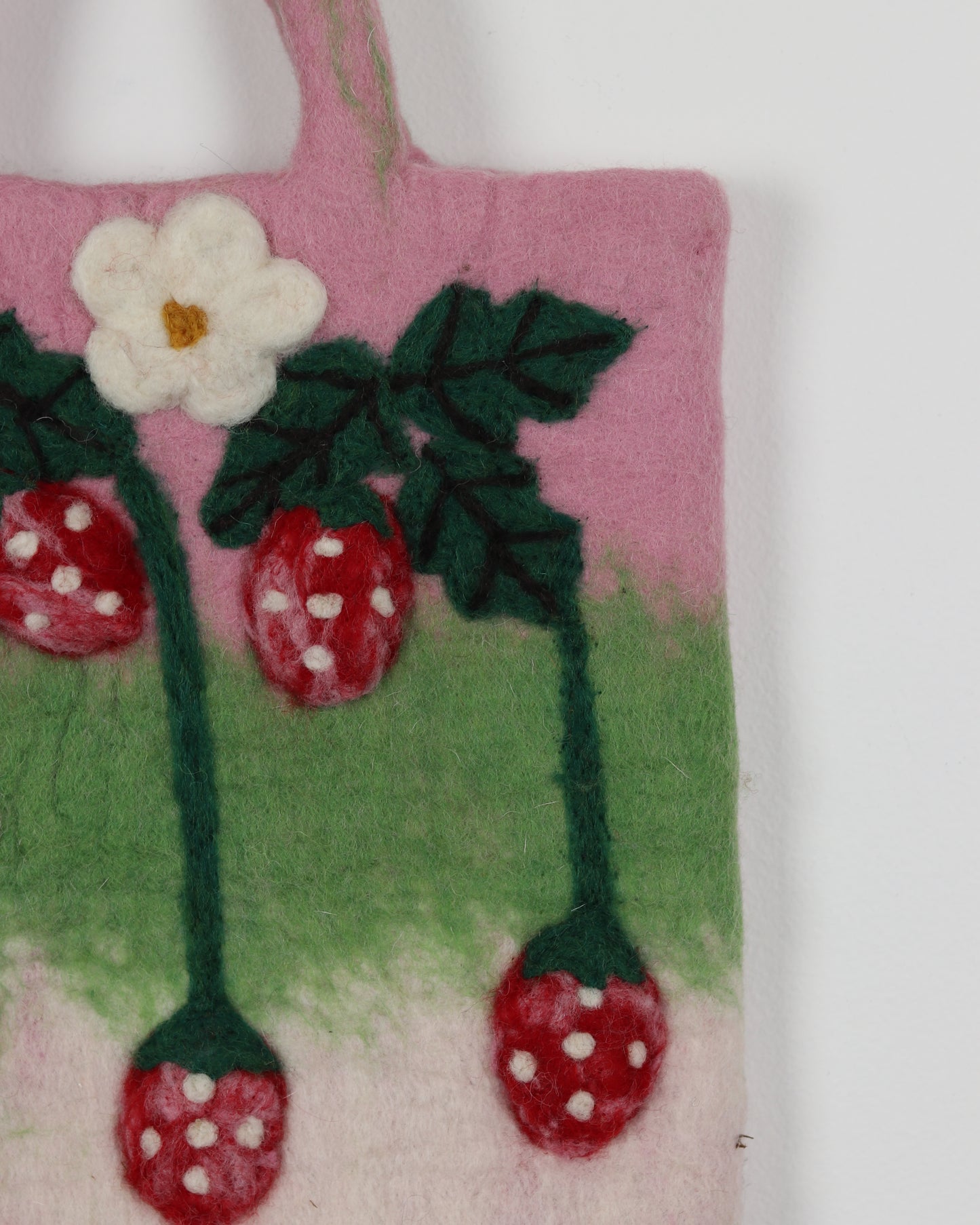 Strawberry Felted Wool Bag