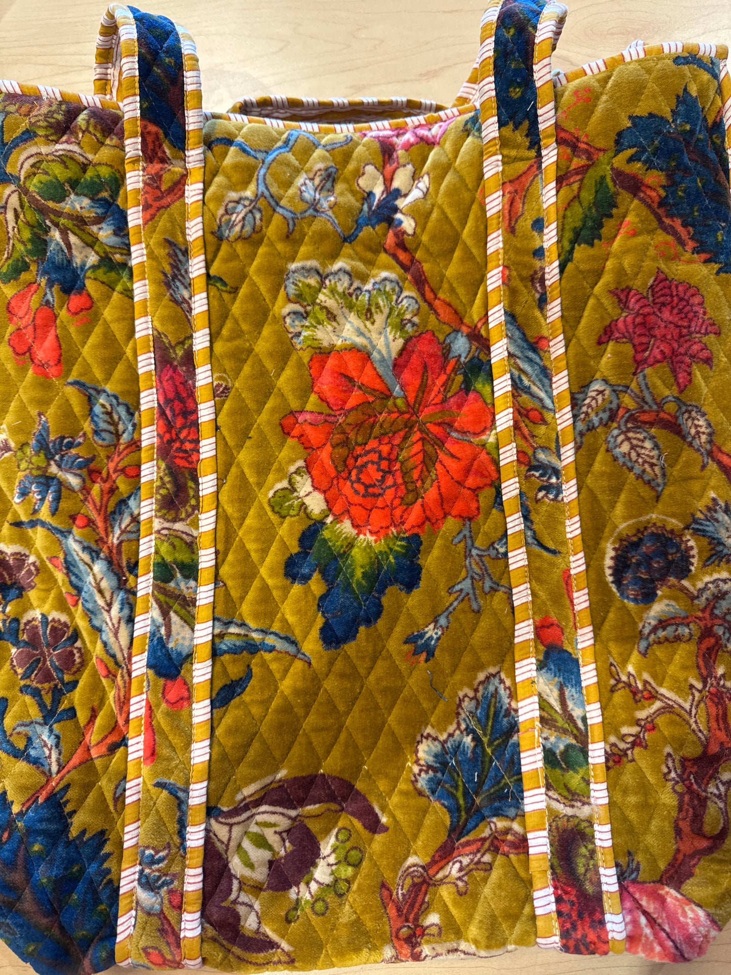 POL Gold Velvet Floral Tote