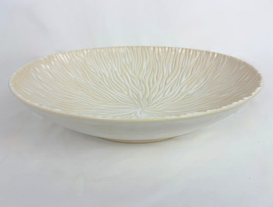 Bowl Carved White Wave