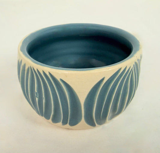 Small Carved Blue Bowl
