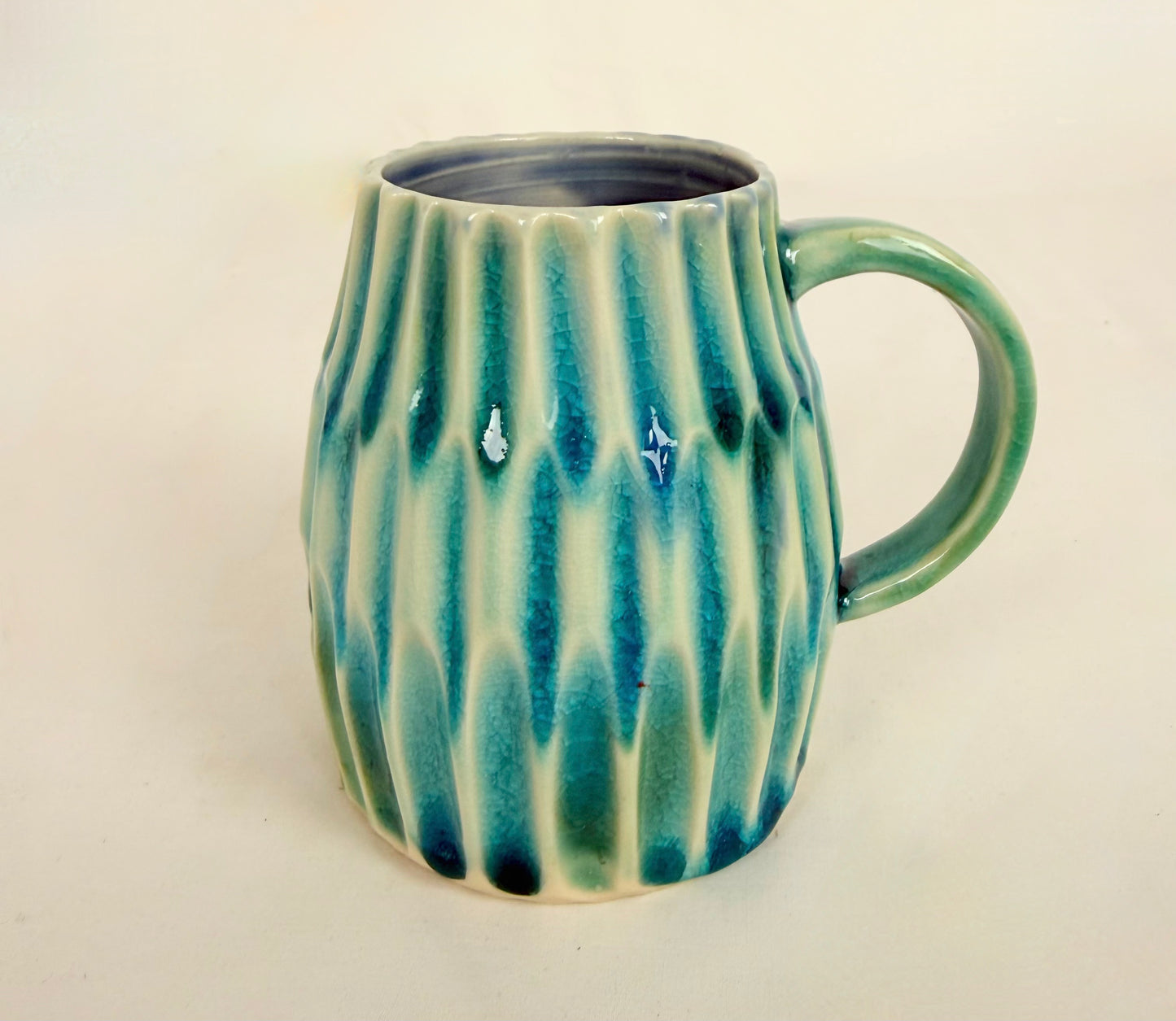 Mug With Teal Crackle Glaze