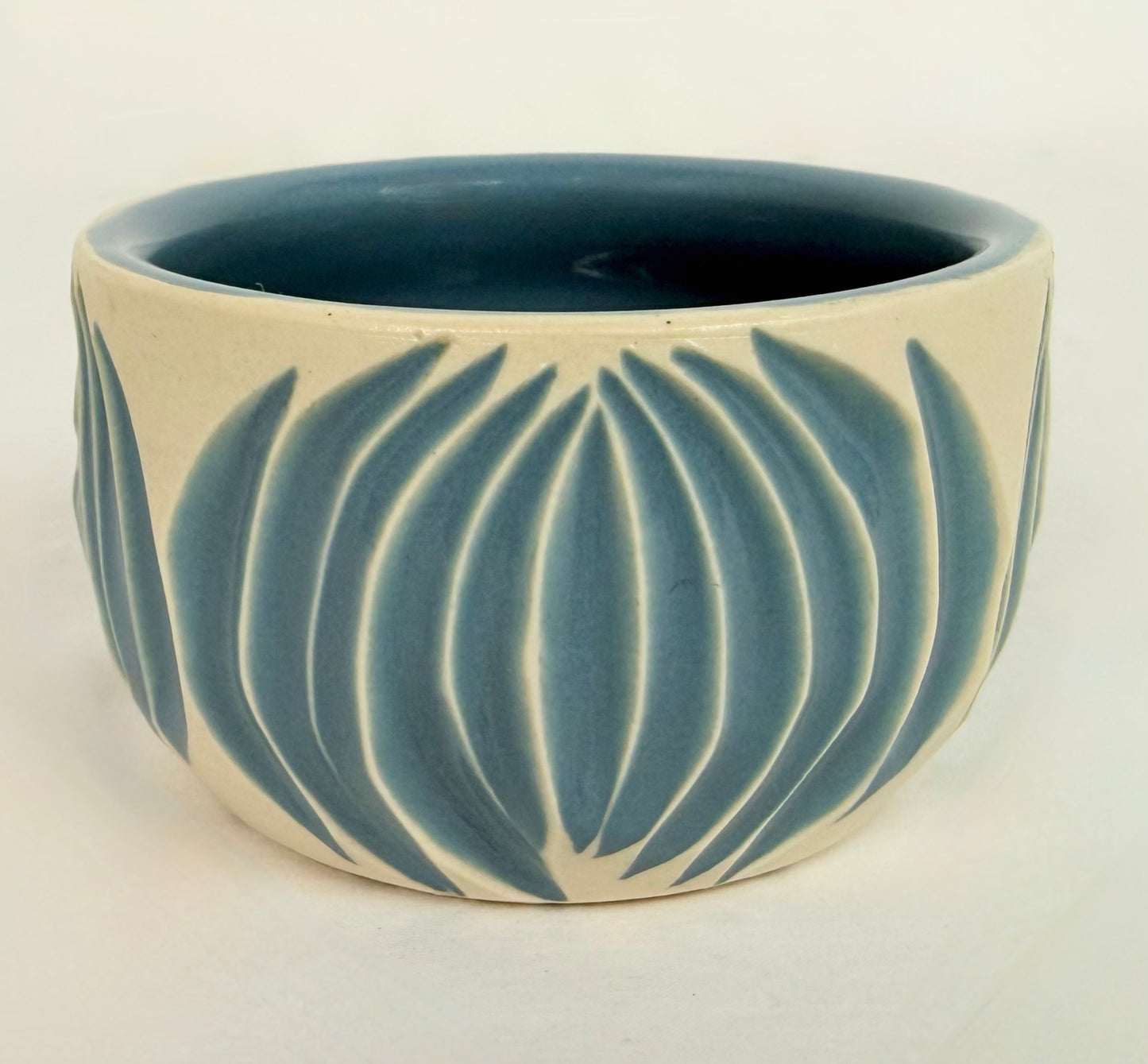 Small Carved Blue Bowl