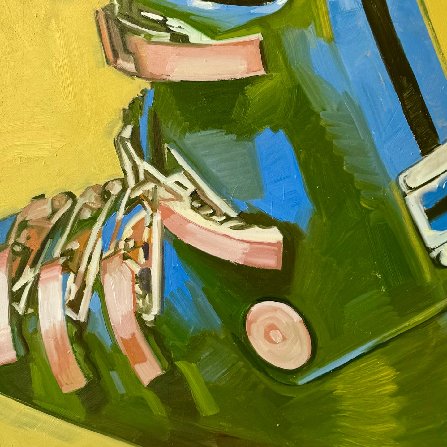 Blue and Green Ski Boot
