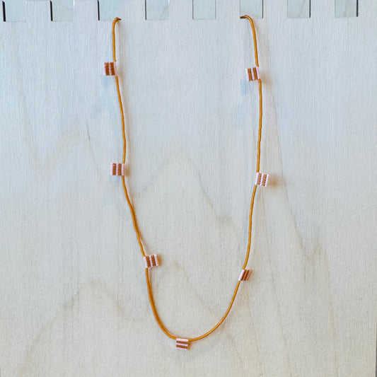 Caramel and Peach Beaded Necklace