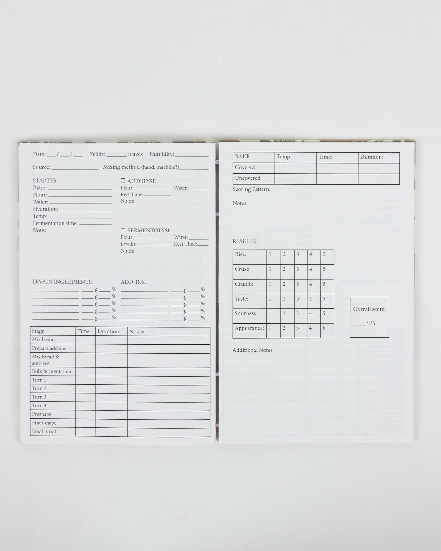 Handmade Marbled Paper Sourdough Recipe Book