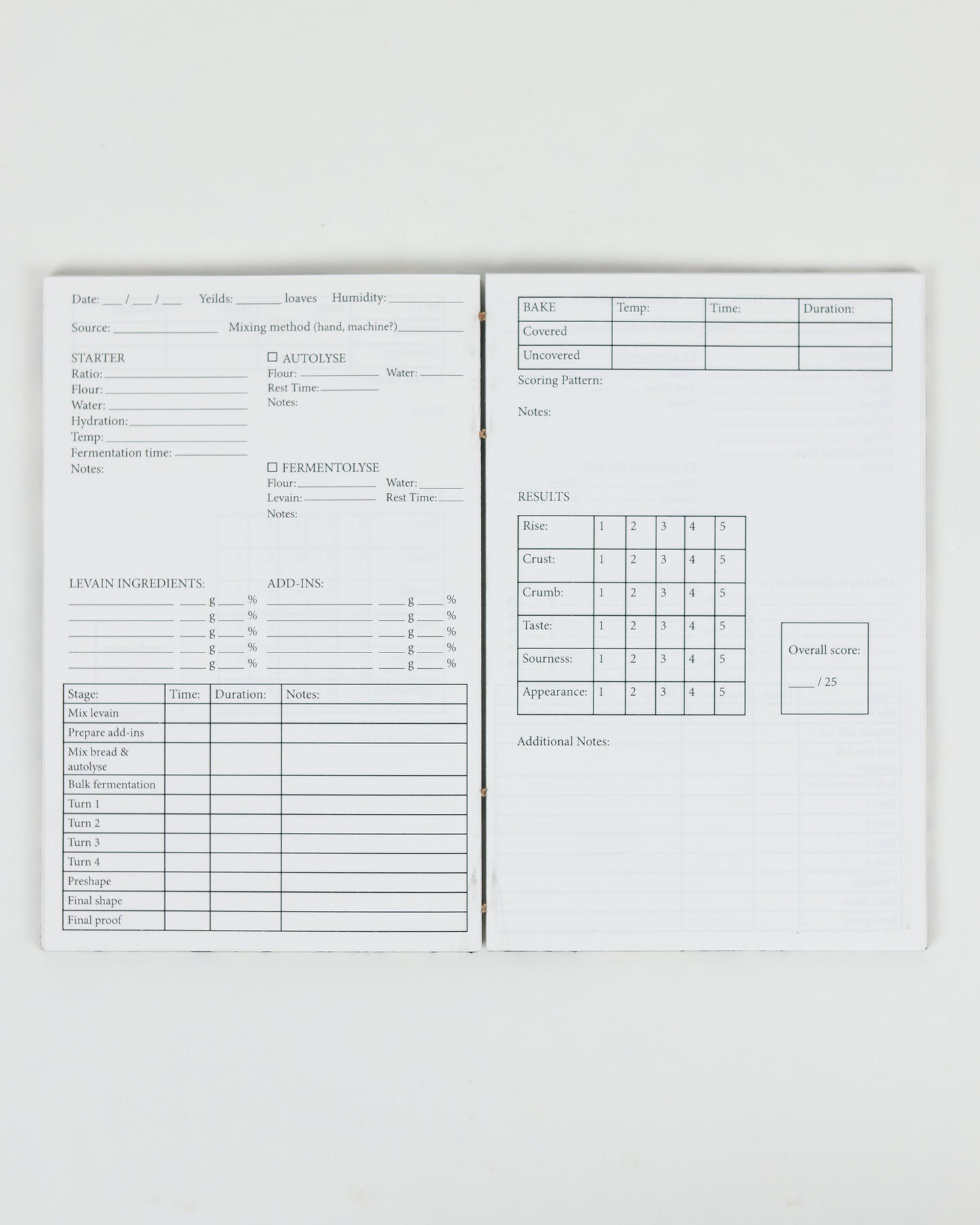Handmade Lokta Paper Sourdough Recipe Book