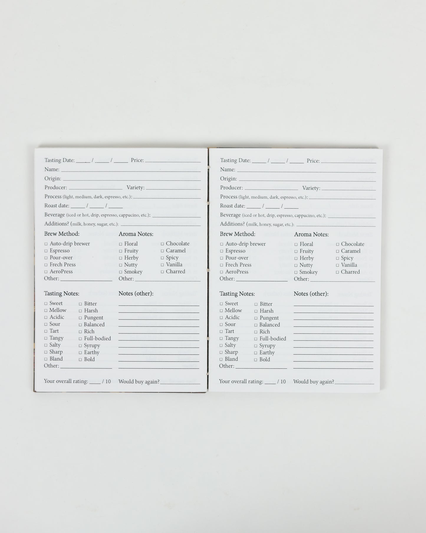 Coffee Tasting Log Book