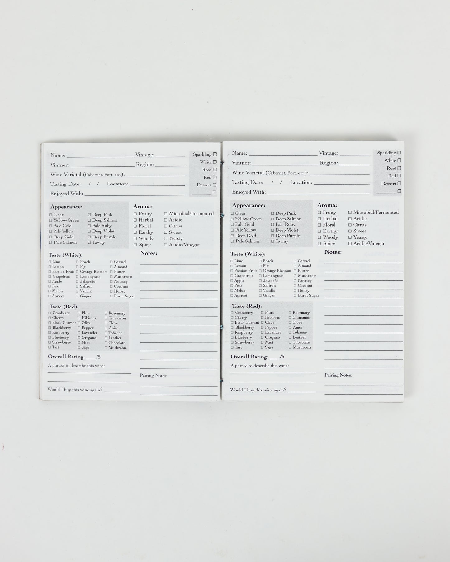 Wine Tasting Log Book