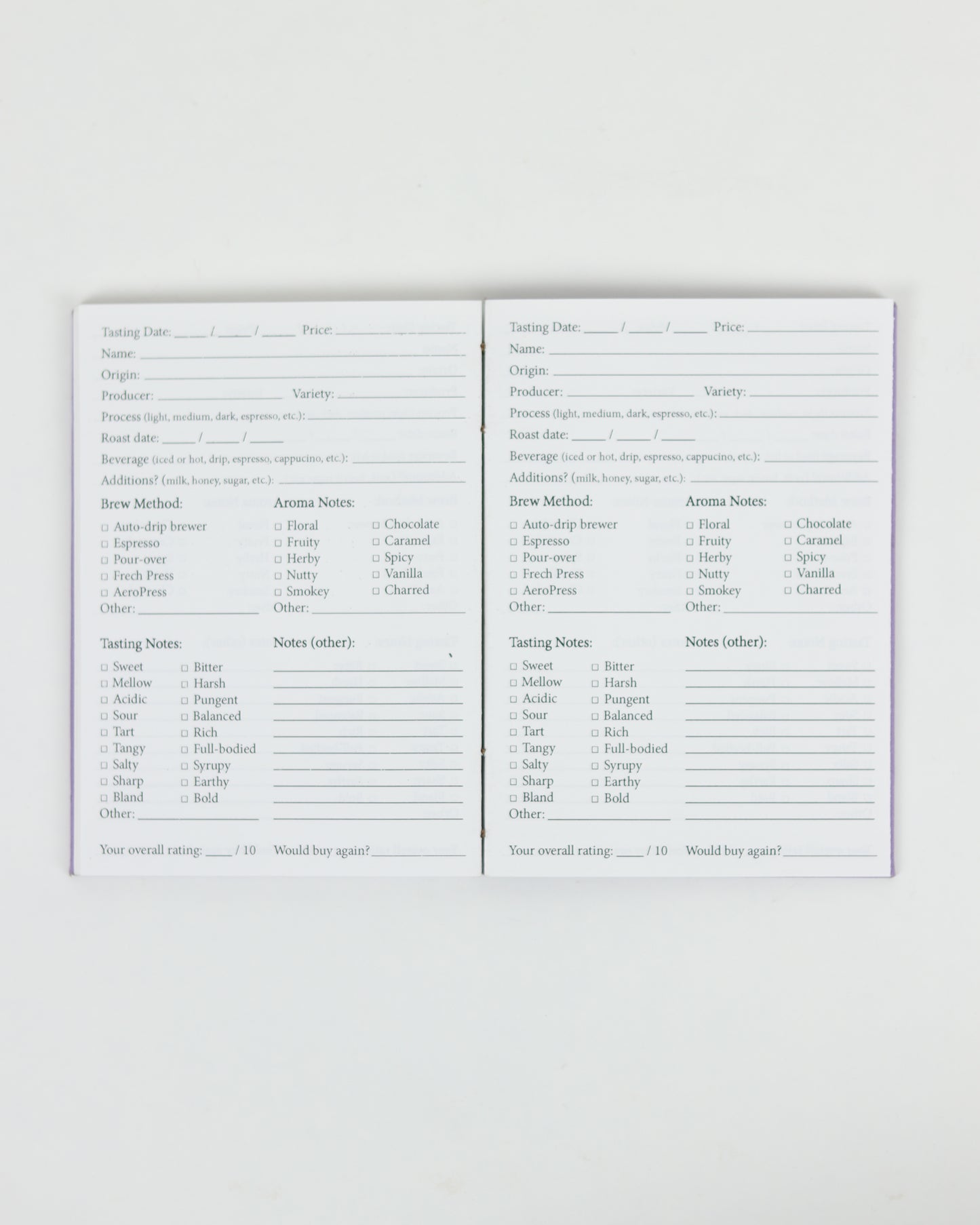 Coffee Tasting Log Book