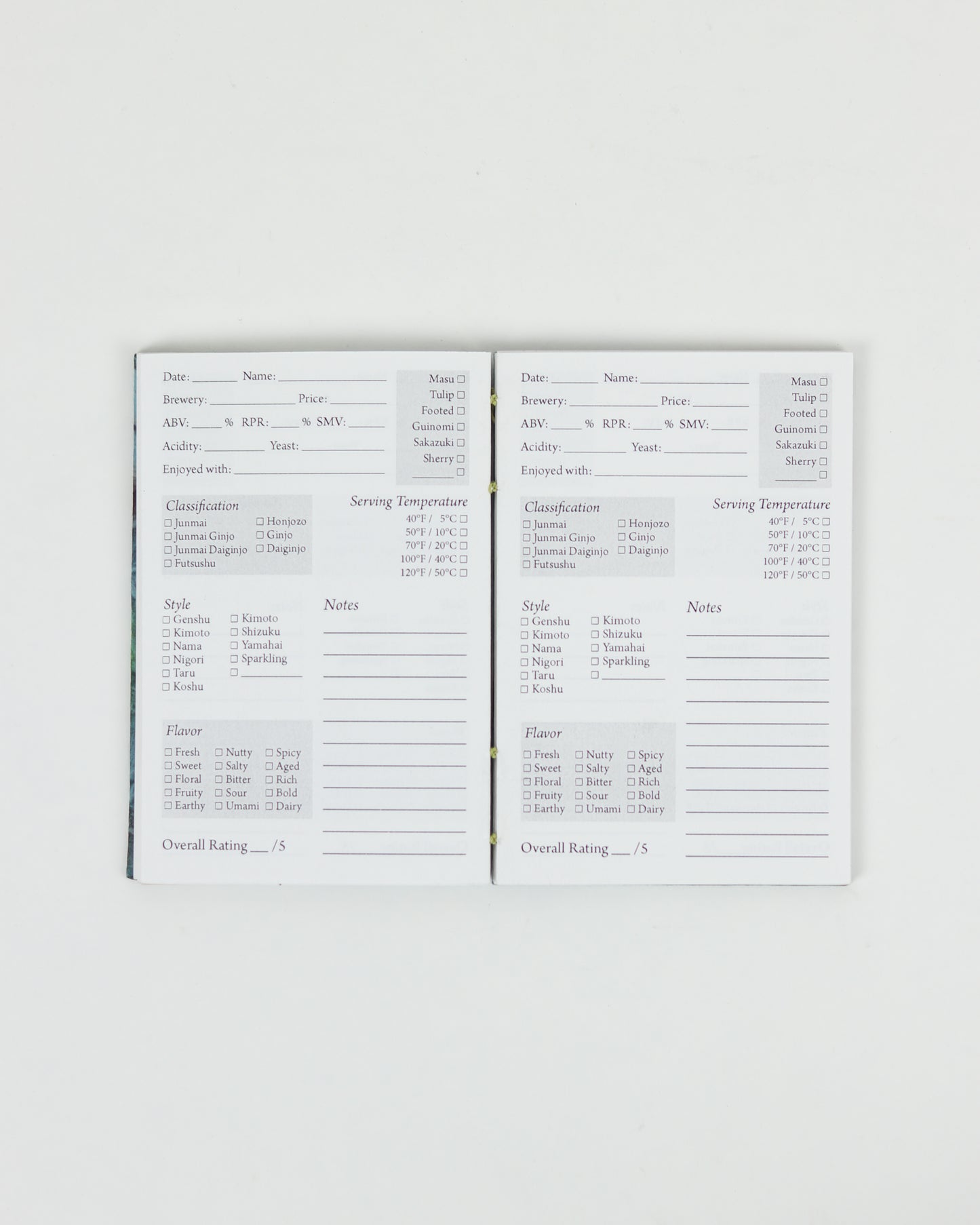 Sake Tasting Log Book