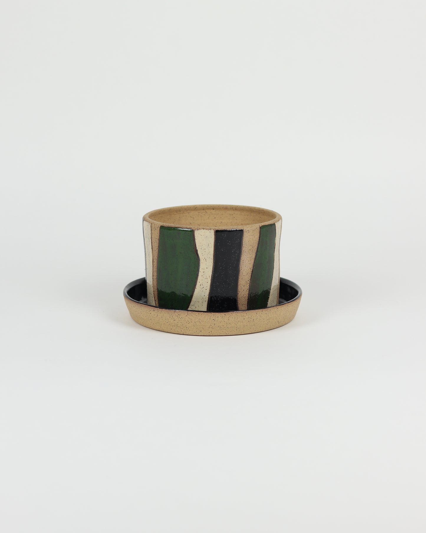 Stripe Planter with Black Plate