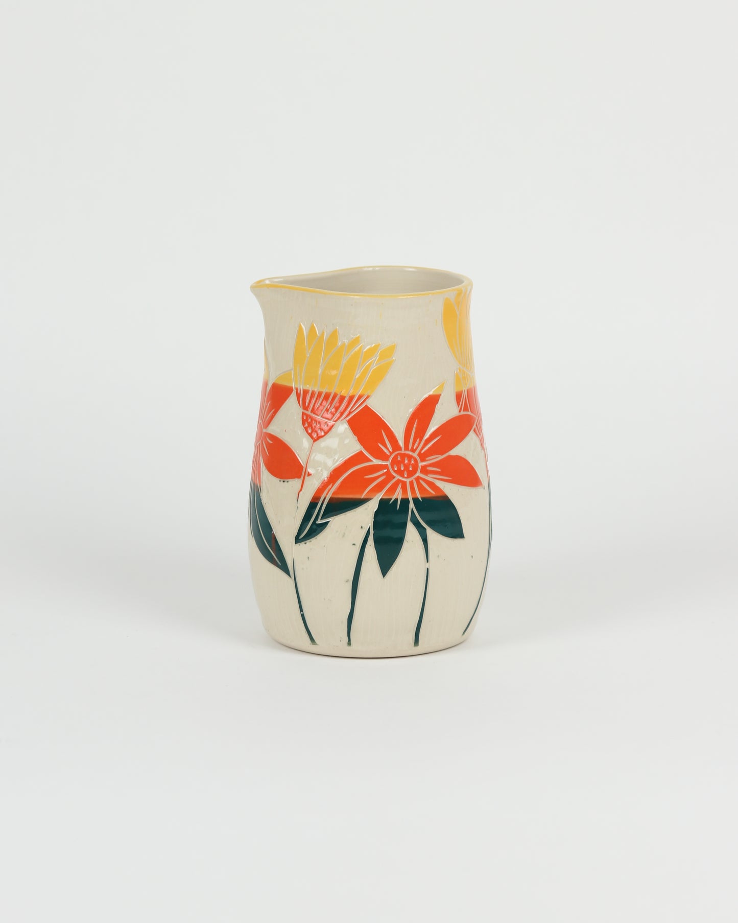 Carved Flower Vase/Pitcher