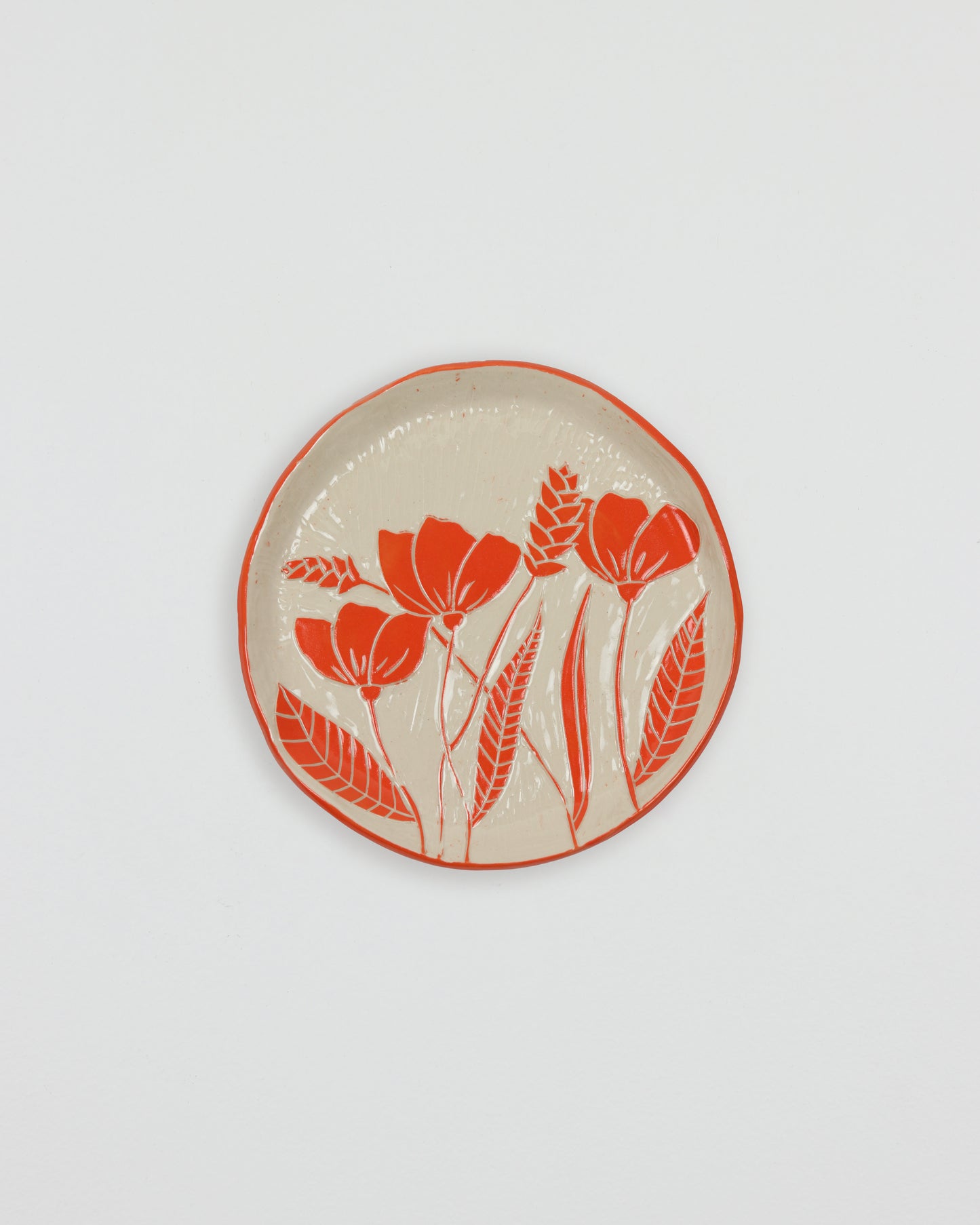 Orange Flower Carved Plate