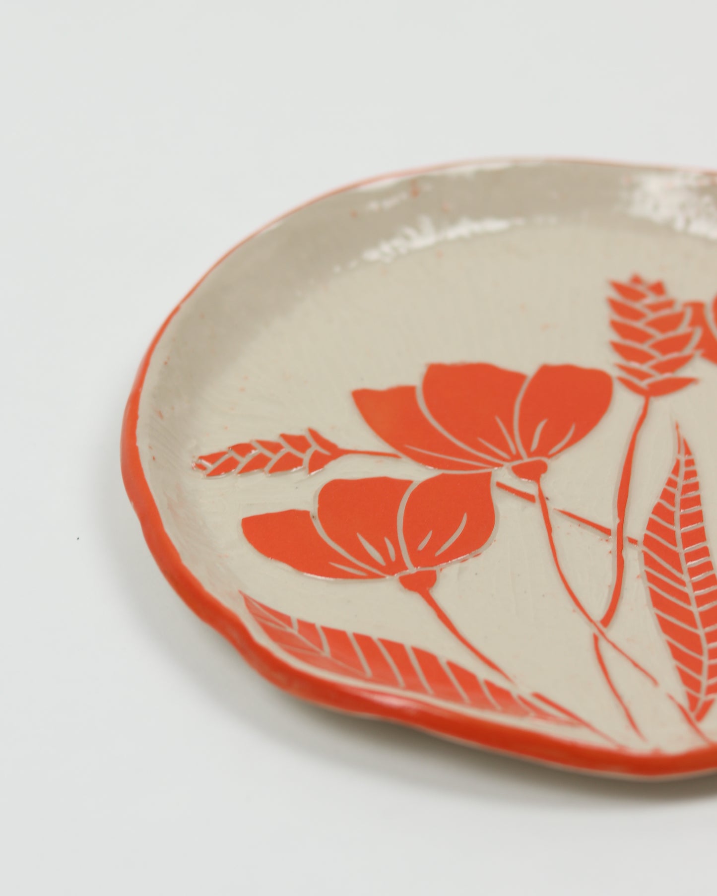 Orange Flower Carved Plate