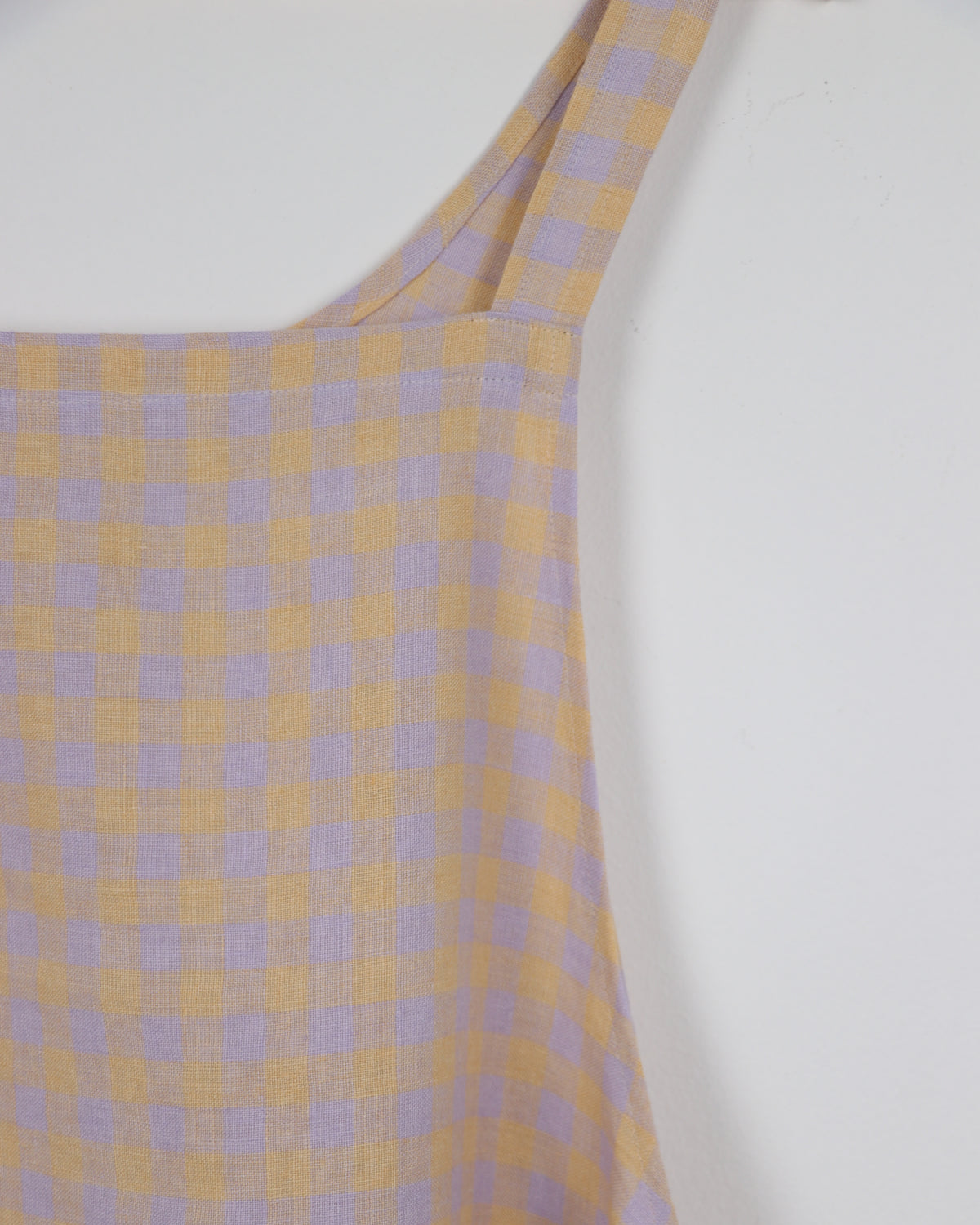 Vera Linen Apron in Lavender Check