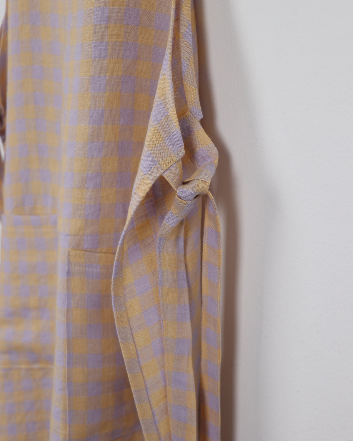 Vera Linen Apron in Lavender Check