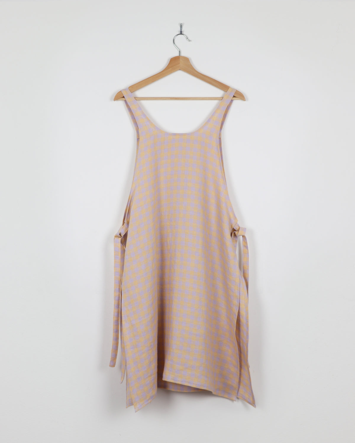 Vera Linen Apron in Lavender Check