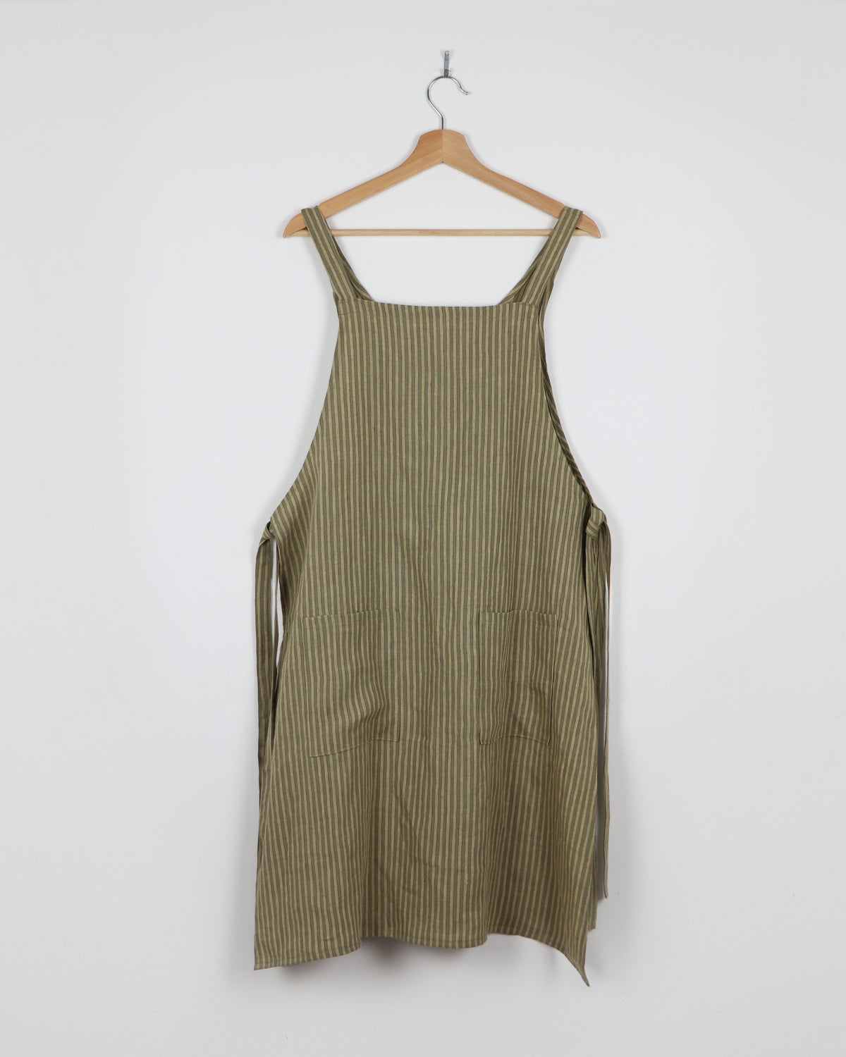 Vera Linen Apron Green Stripe