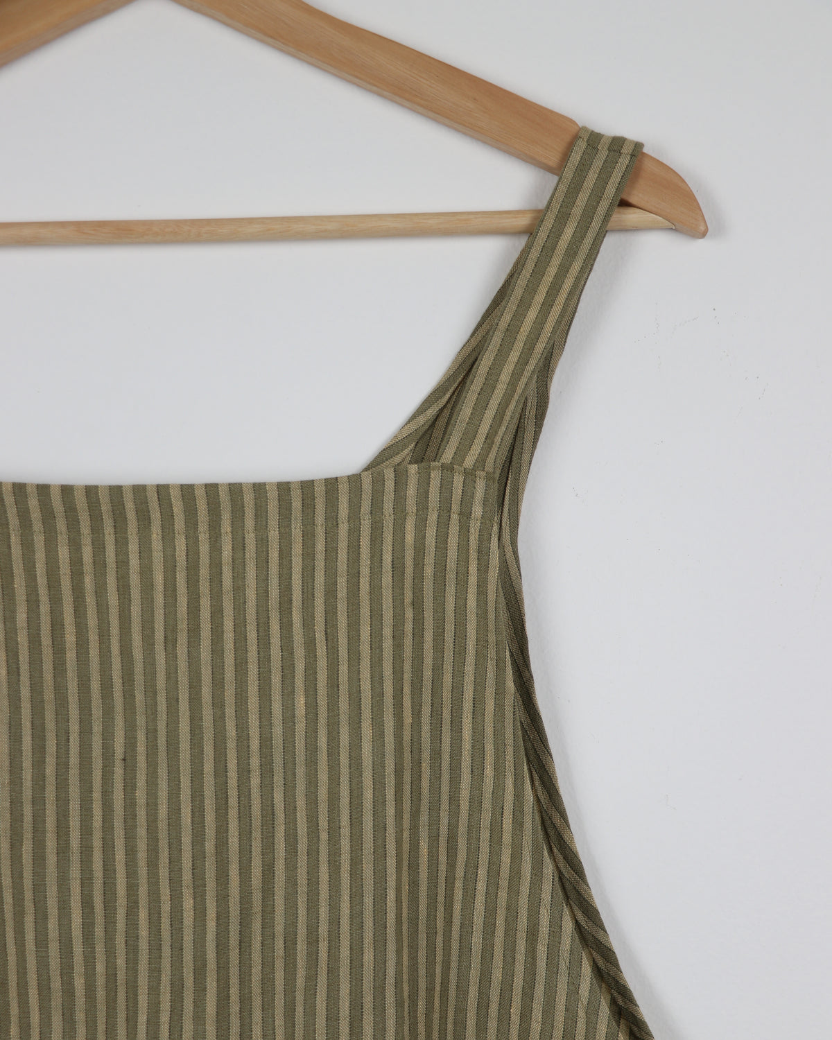 Vera Linen Apron Green Stripe