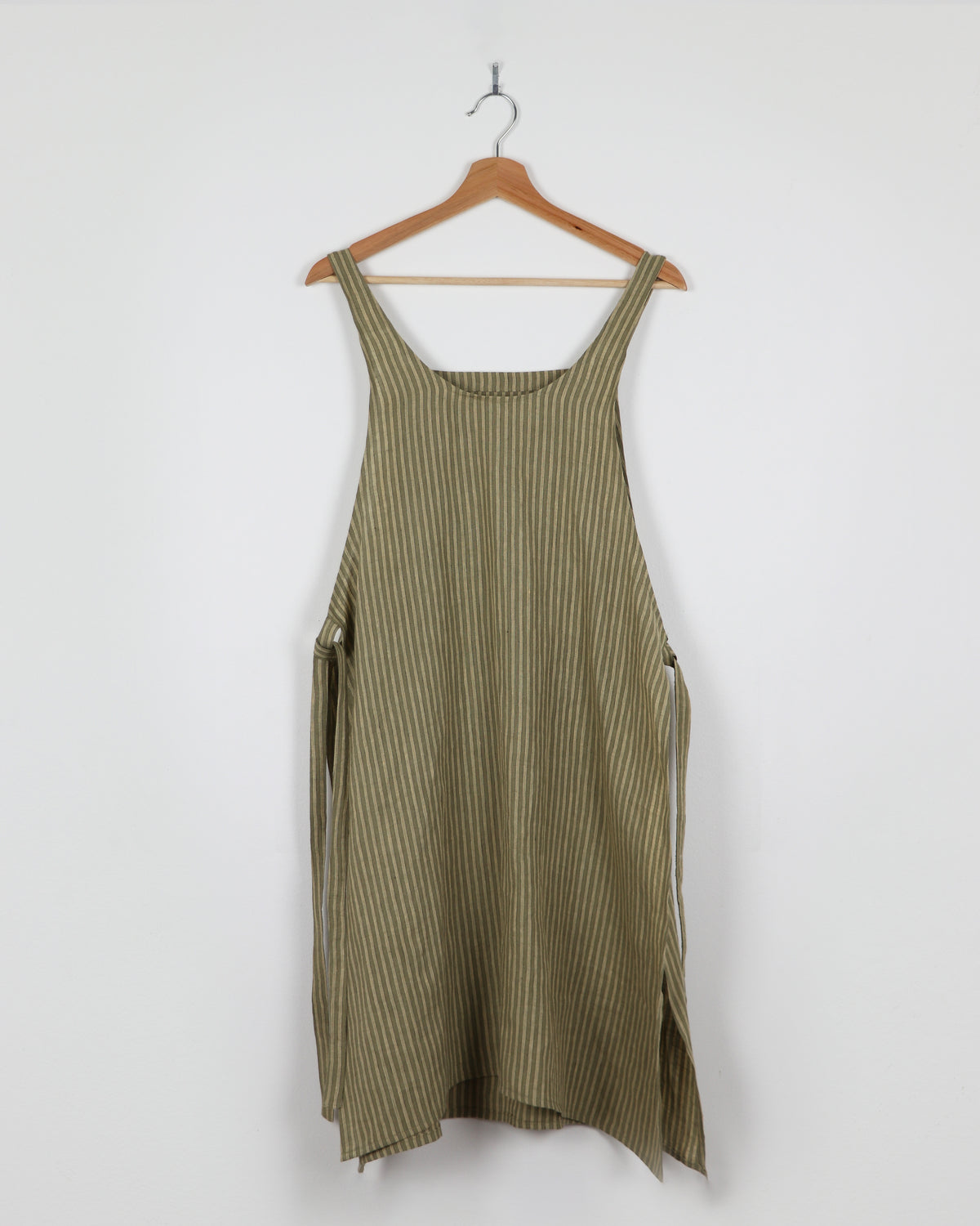Vera Linen Apron Green Stripe