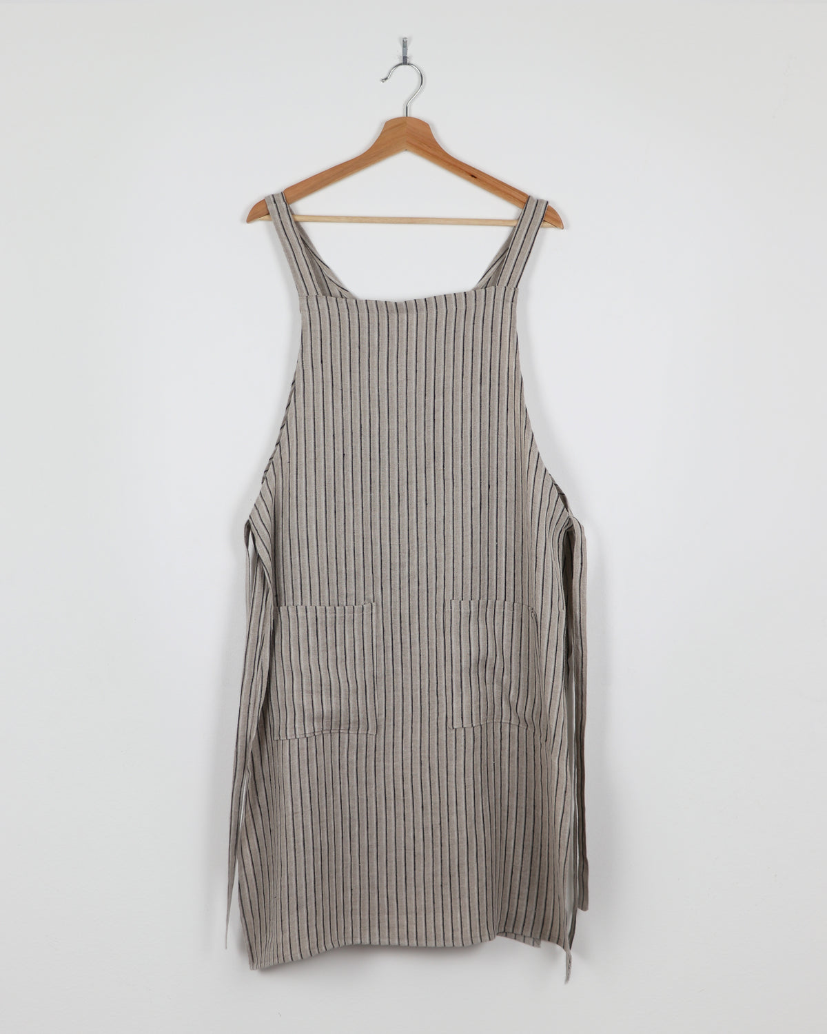 Vera Linen Apron in Natural & Black Stripe