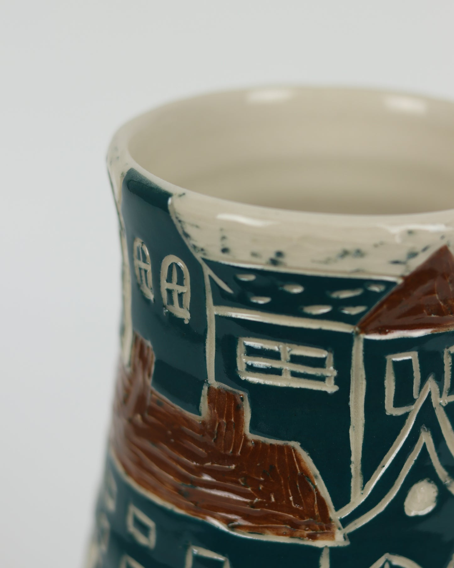 Carved City Scene Vase