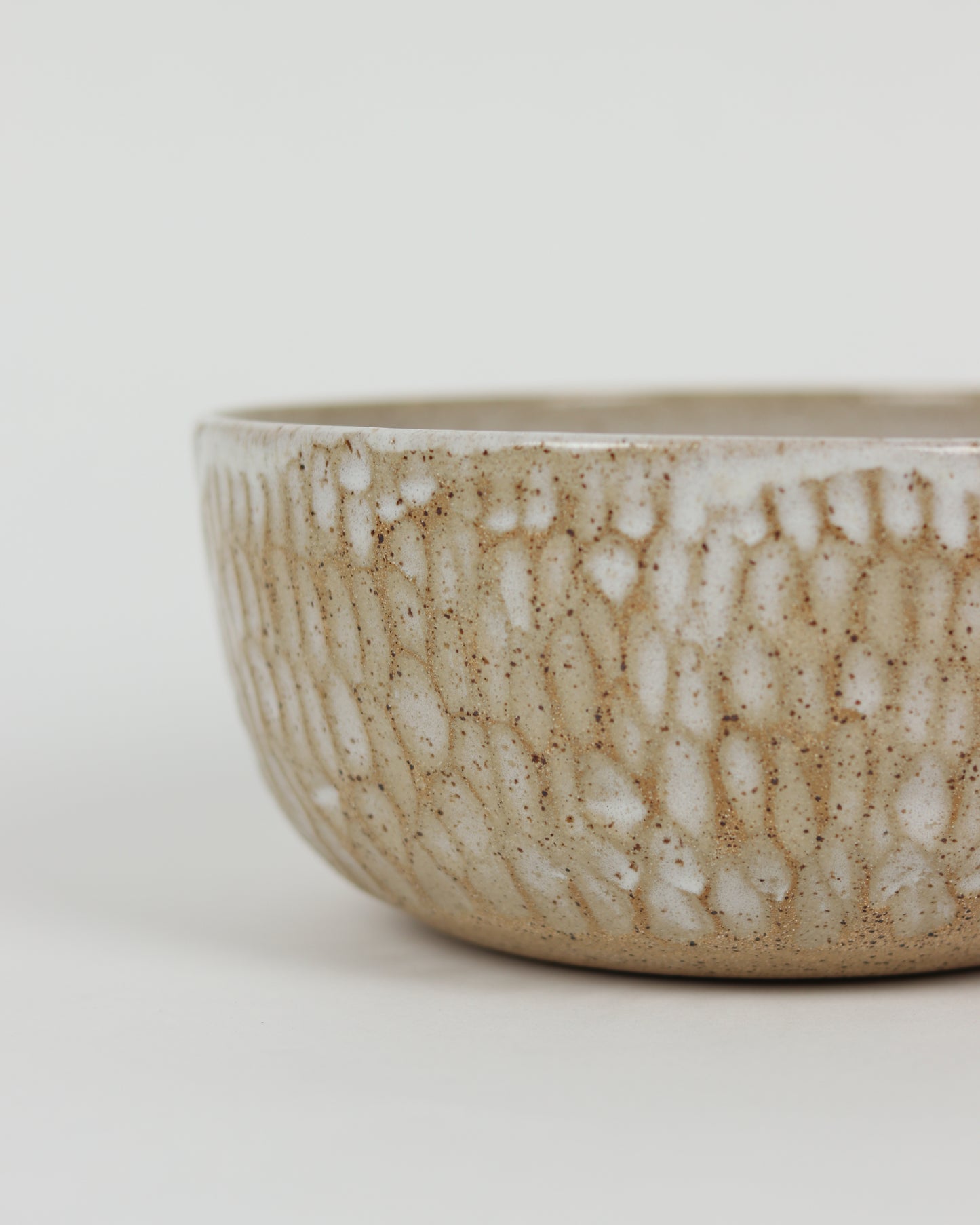 Carved Beige Speckle Bowl