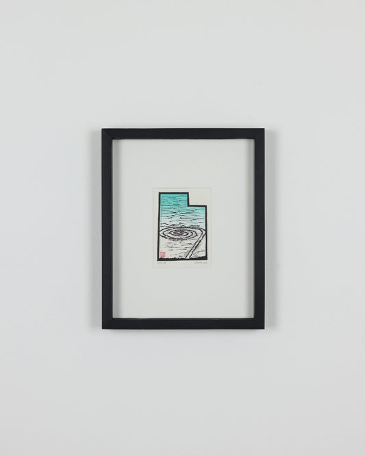 Spiral Jetty Love Linocut Framed Print