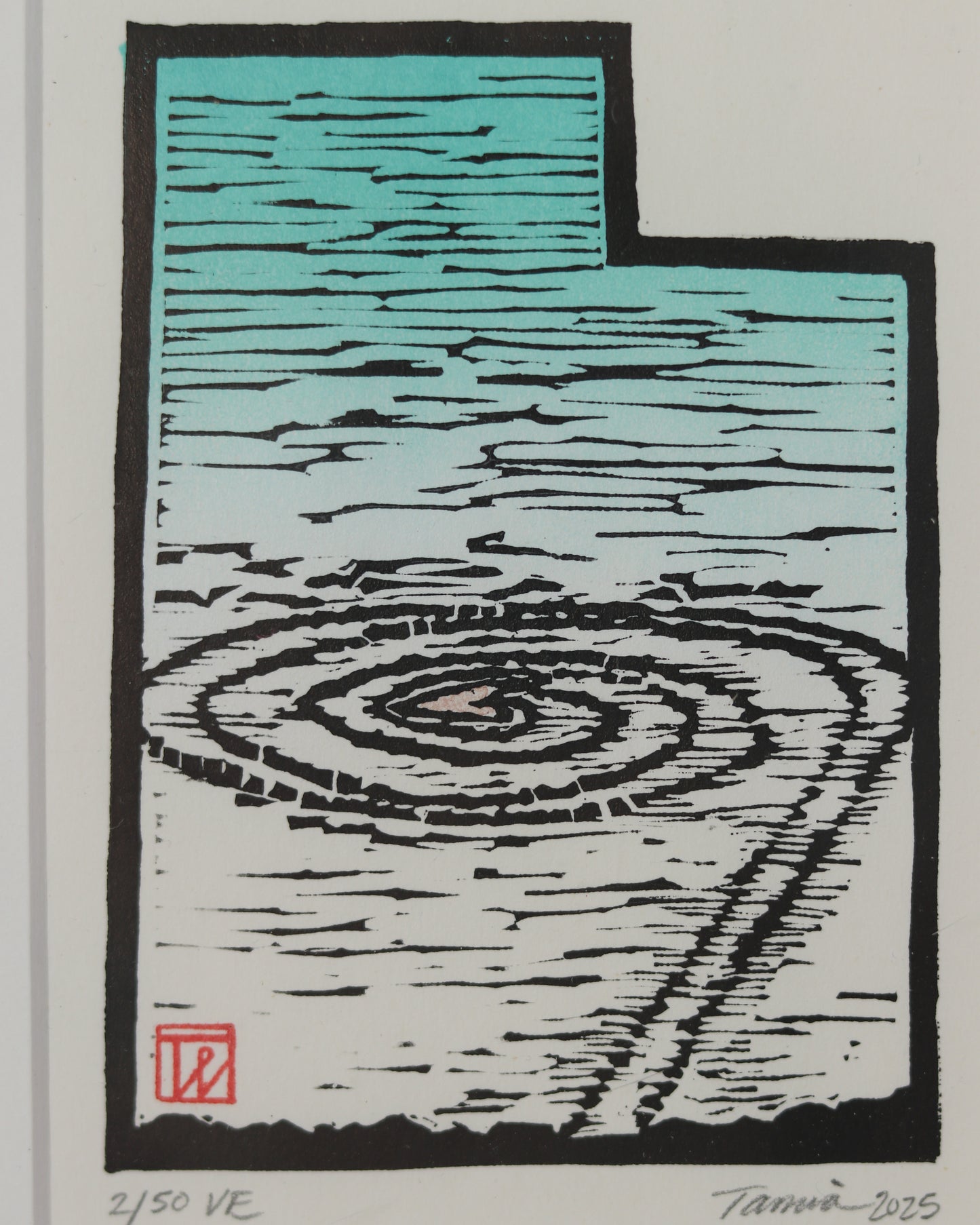 Spiral Jetty Love Linocut Framed Print