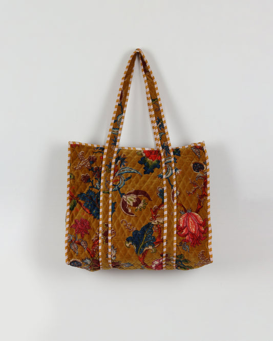 POL Gold Velvet Floral Tote