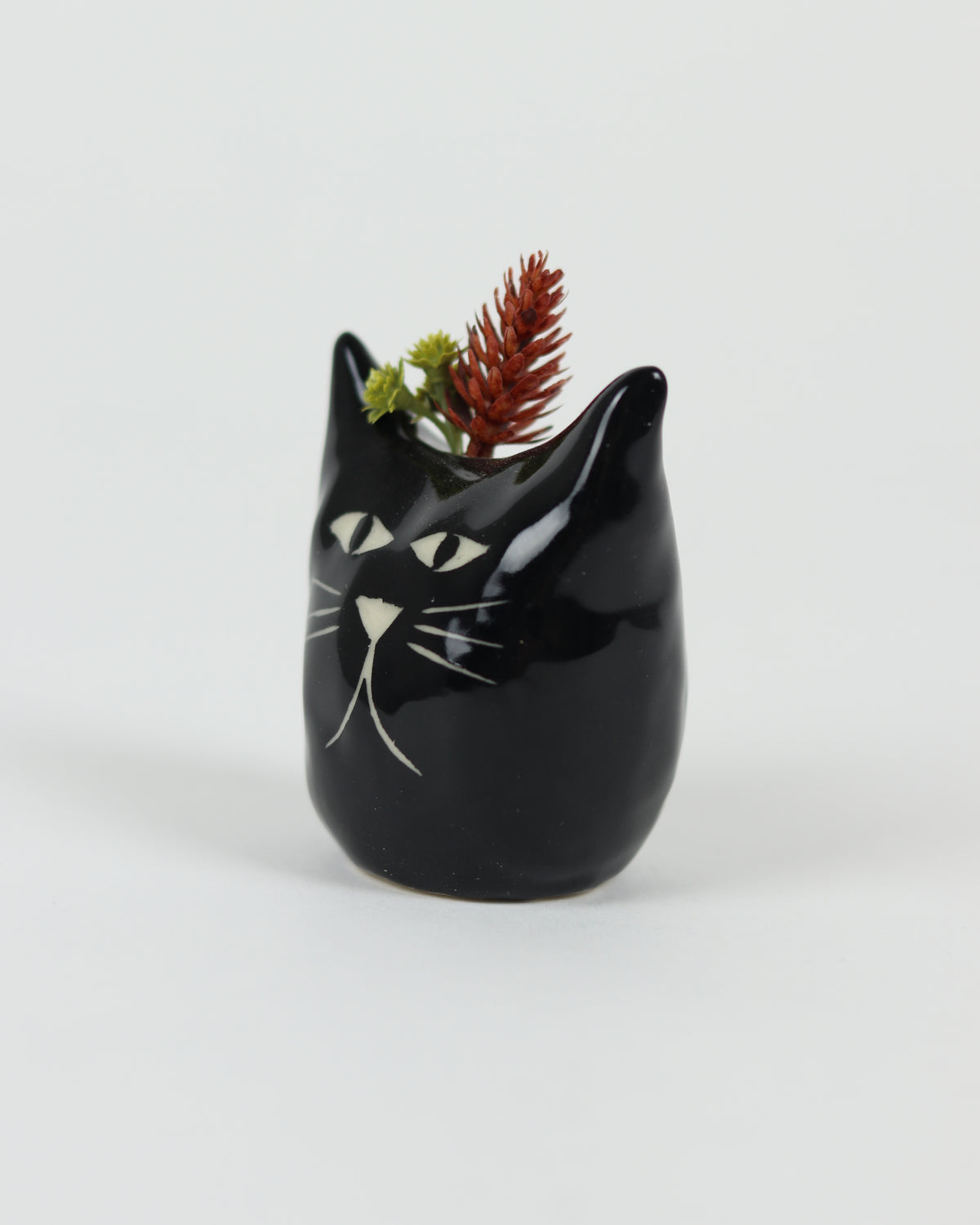 Cat Vase in Black