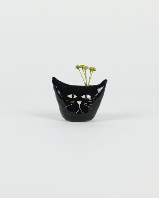 Cat Vase in Black