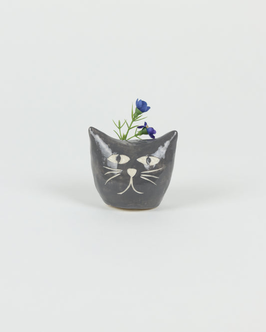 Cat Vase in Gray