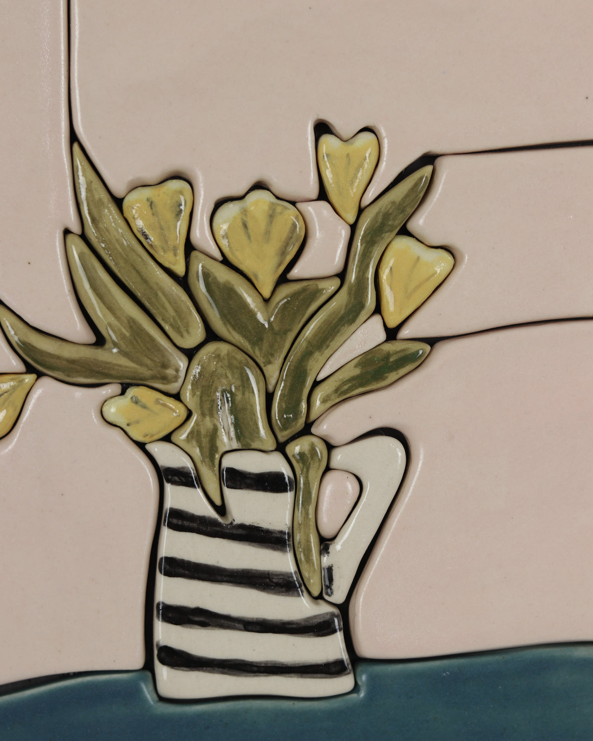 Yellow Tulips w/ Black & White Vase
