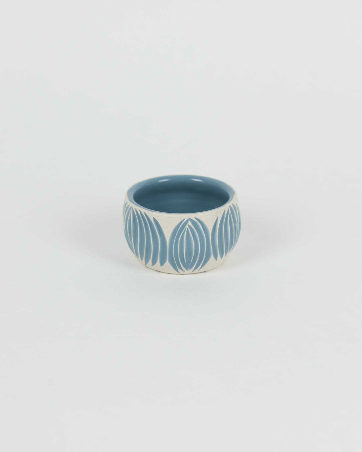 Small Carved Blue Bowl