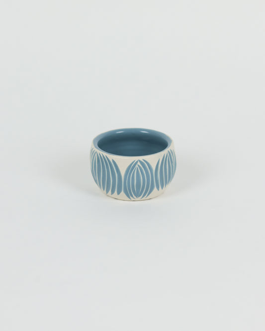 Small Carved Blue Bowl