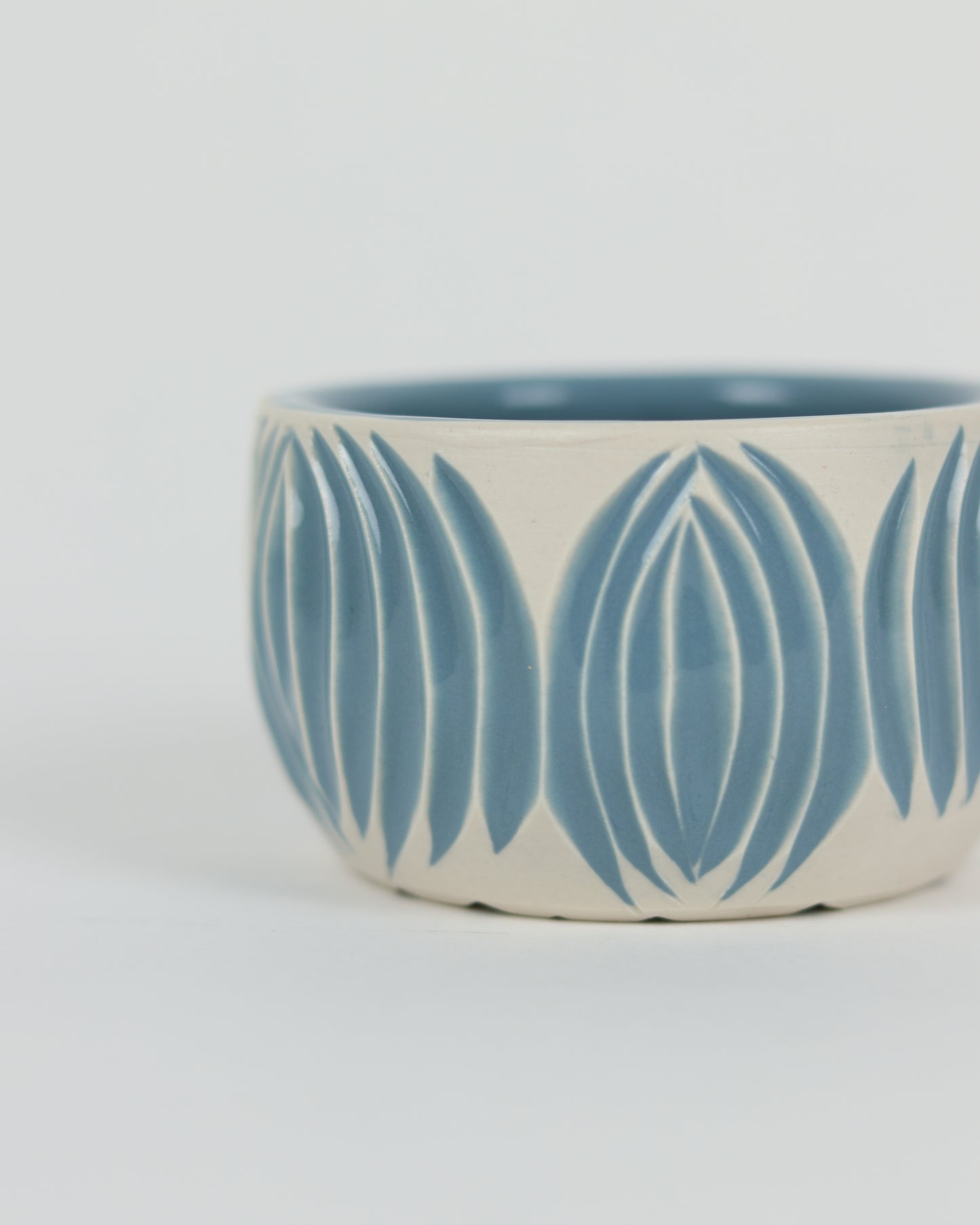 Small Carved Blue Bowl