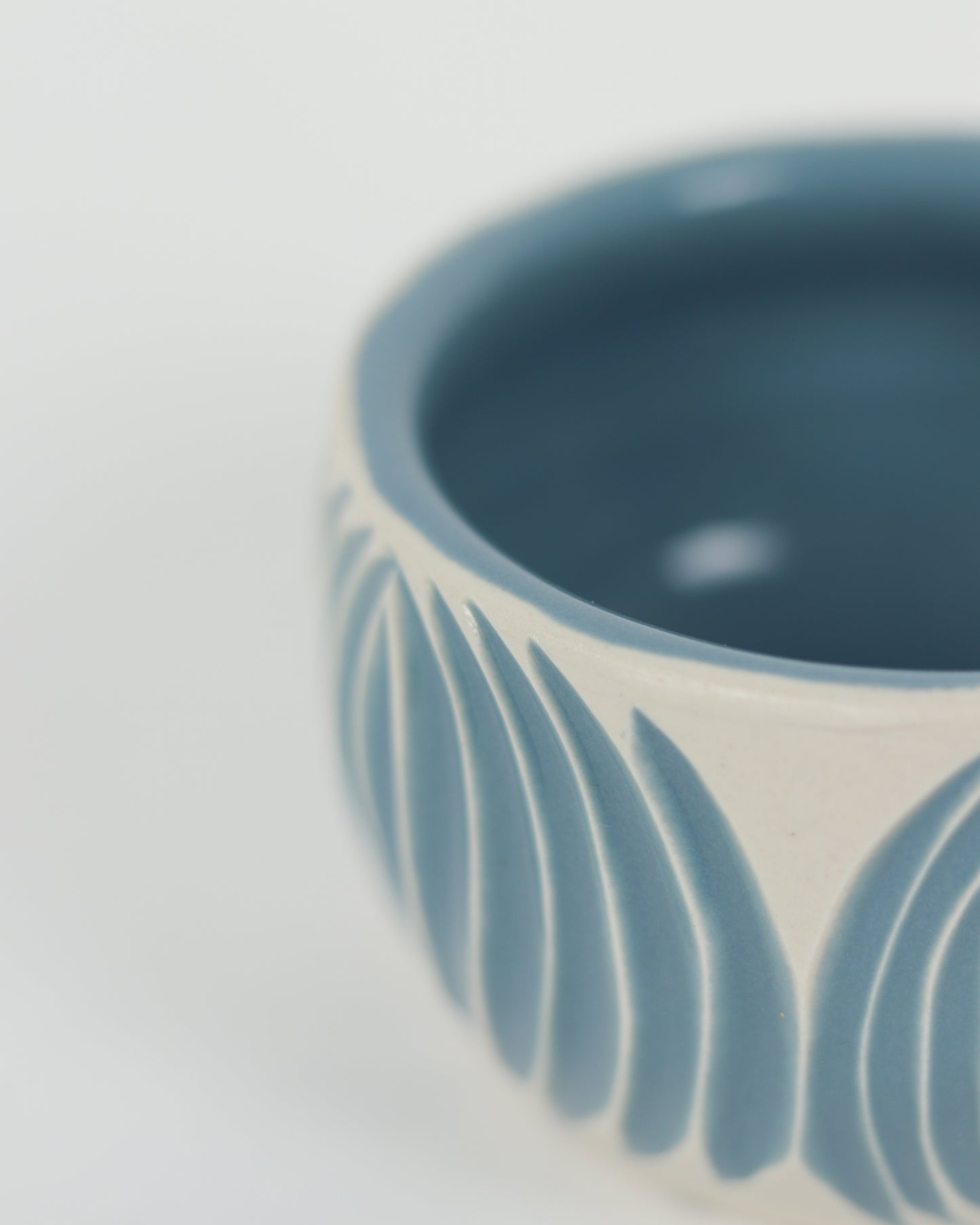 Small Carved Blue Bowl
