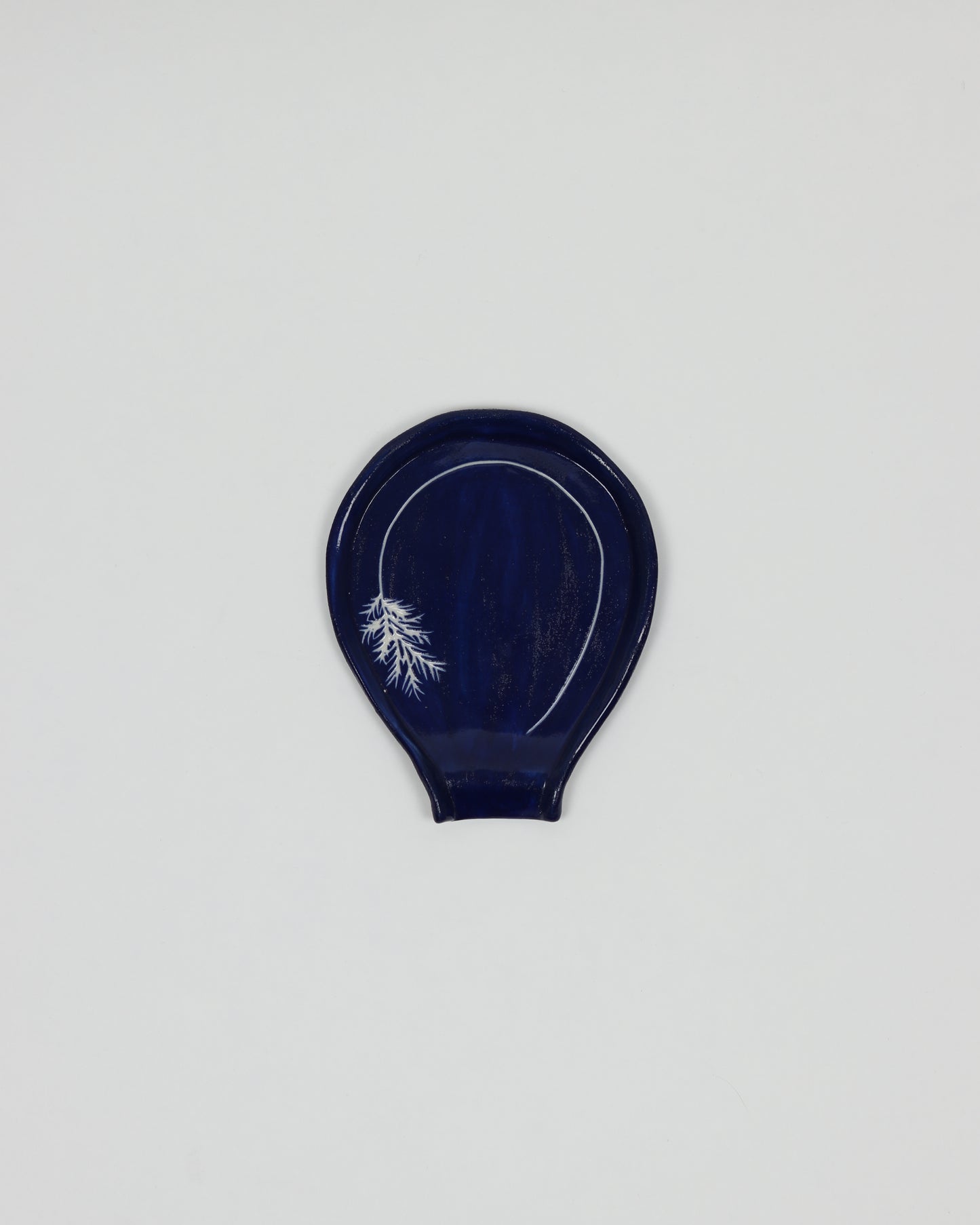 Blue Spoon Rest with Sprig