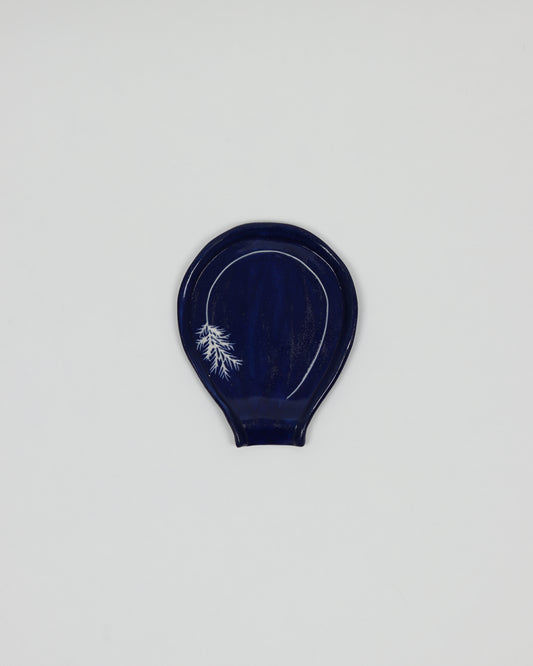 Blue Spoon Rest with Sprig