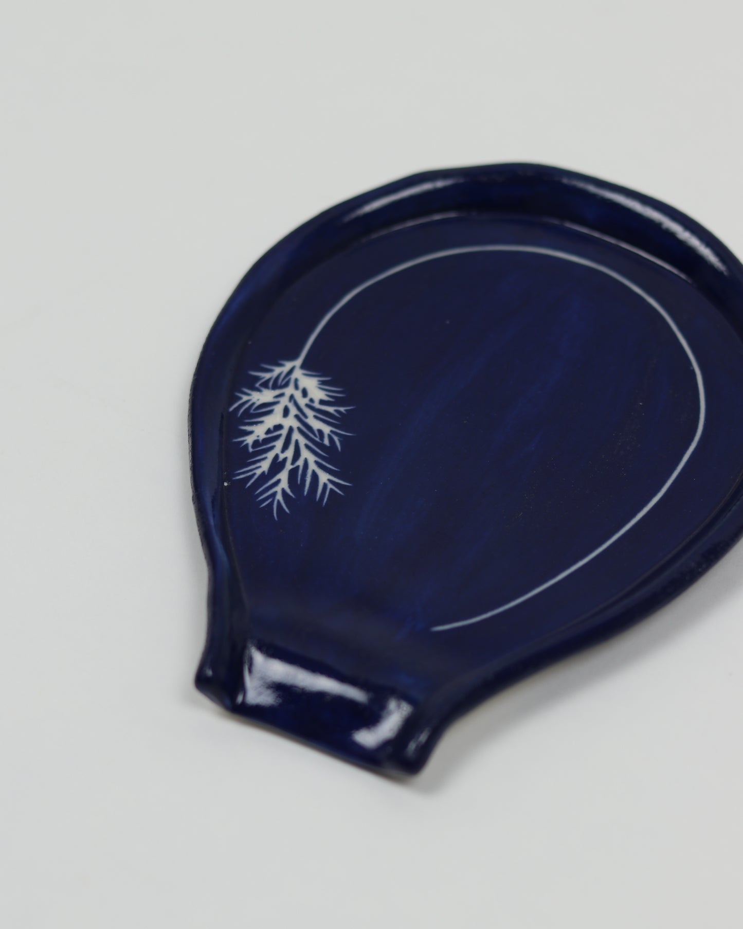 Blue Spoon Rest with Sprig