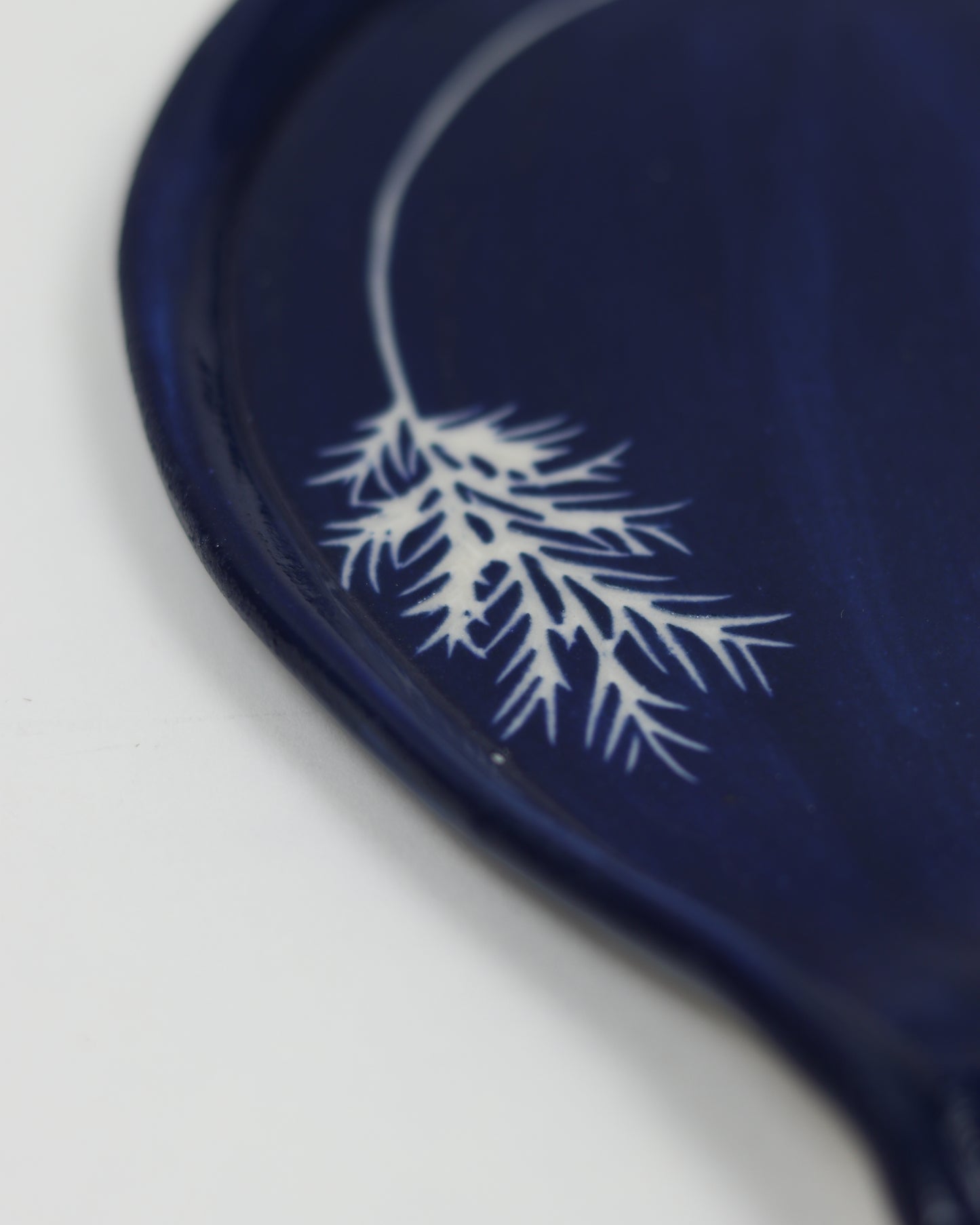 Blue Spoon Rest with Sprig