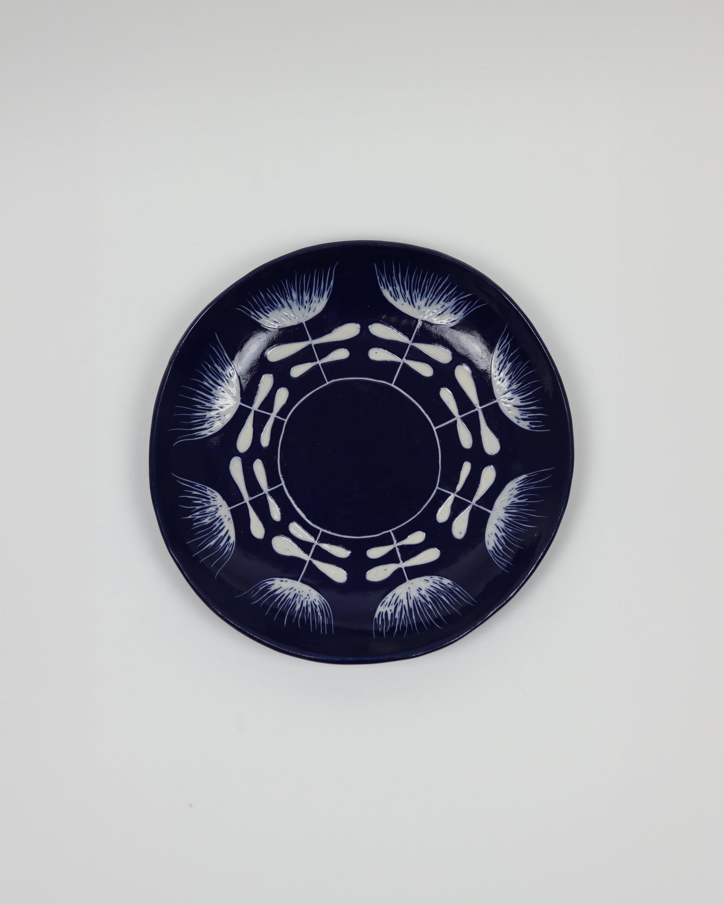 Cobalt Platter with Flowers